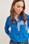 Women's Cobalt Blue Pocket Detailed Woven Viscose Shirt Gml- 19001080 - 4