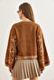 Women's Tan Spanish Sleeve Patterned Knitwear Sweater Kzk- 19000827 - 7