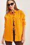 Women's Orange Single Pocket Ripped Detailed Cotton Gabardine Jacket Ckt- 19000387 - 5