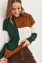 Women's Tan Emerald Color Block Knitwear Kaxak Kzk-19000821