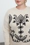 Beige Embroidery Detail Crew Neck Knitwear Sweater Tbbaw25An00004 - 4