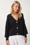 Women's Black V-Neck Buttoned Knitwear Cardigan ZA00025 - 2