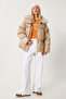 Women's Beige Fur Collar Puffer Jacket Aw00011 - 4
