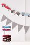 Racing Cars Vehicle Themed 3-Piece Cars Triangle Banner and Cake Topper - 2