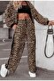 3 Piece Leopard Coat and Crop Pants Set - 3