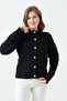 Women's Acrylic Stylish Button Design Black Knitwear Cardigan with Bow Detail 1041 - 6