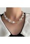 Natural Pearl Look Gold Color Women's Necklace - 4