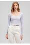 Long Sleeve Purple Crop T-Shirt Crop / Short Cut1612158-81484 - 3