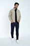 Men's Seasonal Coat Jacket Beige Snap and Zipper 4 Pockets 100% Cotton Fabric - 4