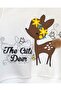 Girl's Shiny Stone Embroidered Pompom Cute Deer Printed Bottom / Top Sweatshirt Set - 3