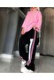 Women's Plus Size T-Shirt Side-Striped Tracksuit Bottoms Two-Piece Set