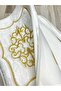 Gold Embroidered Velvet Dowry Holder - 2-Piece Cream Bundle Engagement Bride Groom Bag - 5