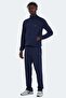 Orra in Men's Zippered Stand Collar Pocketed Navy Blue Tracksuit Set