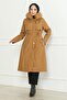 Hidden Zipper Hooded Coat Brown 19211