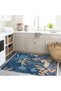 Atlas Collection Navy Blue Themed Abstract Palm Trees Patterned Modern Decorative Carpet 39 - 3