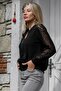 Black Zipper Collar Long Sleeve Lace Sleeve Knitted Casual Jacket
