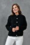 Black Acrylic Fabric Stylish Button Design Bow Ecru Knitwear Cardigan 1041 - 7