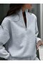 Basic Plain Zippered Tracksuit Set Sweatshirt Jogger - Oversized Raised Collar - 4
