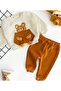 مجموعة ملابس علوية مطرزة من Cheerful Babies Teddy Bear من Welsoft Bottom بثلاثة خيوط من الصوف باللون الكريمي - 2