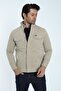 Men's Seasonal Coat Jacket Beige Snap and Zipper 4 Pockets 100% Cotton Fabric - 2