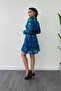 Chiffon Fabric Mini Dress with Elastic Waist Detail - Saks Blue - 5