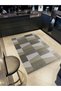 Atlas Collection Gray Themed Geometric Square Patterned Creative Modern Decorative Carpet 36