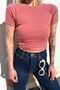 Dusty Rose Short Sleeve Bias Tie Crop Women's Blouse - 3