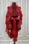 Red Vip Luxury Bridal Veil Set, Wide Appliqued Henna Night Veil 6 Piece Set - 5