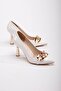 Women's Chain Heeled Shoes White Patent Leather