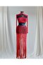 Handmade Red 3-Piece Macrame Beach Dress, Beach Skirt, Beach Set - 4