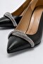 Women's Pointed Toe Stoned Stiletto BLACK SKIN - 3