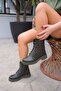 Nicole Lace-Up Genuine Leather Women's Boots Green - 4