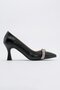 Women's Pointed Toe Stoned Stiletto BLACK SKIN - 2