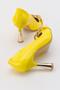 Women's Chain Heeled Shoes Yellow Patent Leather - 4