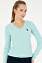 Women's Water Green V-Neck Basic Sweater 50293561-Vr253 - 3
