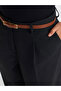 71552 Model - Black Belted Straight Fit Trousers - 4