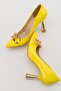 Women's Chain Heeled Shoes Yellow Patent Leather - 6