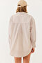 Women's Beige Metallic Thread Striped Shirt Mbms021 60501021 - 5