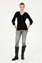 Women's Black V-Neck Basic Sweater 50293561-Vr046 - 4