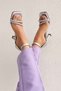 Octavia open front closed back stoned heeled leather shoes silver