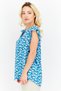 Women V Neck Cap Sleeve Floral Print Top, Blue Combo - 4
