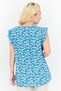 Women V Neck Cap Sleeve Floral Print Top, Blue Combo - 3