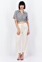 Women Spread Collar Short Sleeves Checkered Crop Top, Black - 4