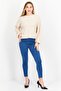 Women Crew Neck Long Sleeve Textured Top, Beige - 2