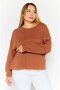 Women Round Neck Textured Sweater, Brown