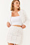 Women's White Floral Textured Mini Skirt Mbms027 60501027 - 4