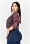 Women V-neck Puff Sleeves Floral Print Blouse, Purple - 3