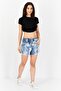 Women Washed Denim Shorts, Blue - 2