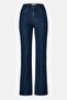 Kadın مقاس عادي Düz Esnek Bootcut Kot Pantolon، Mavi - 2