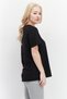 Women Sportswear Fit Short Sleeve Printed T-Shirt, Black - 2